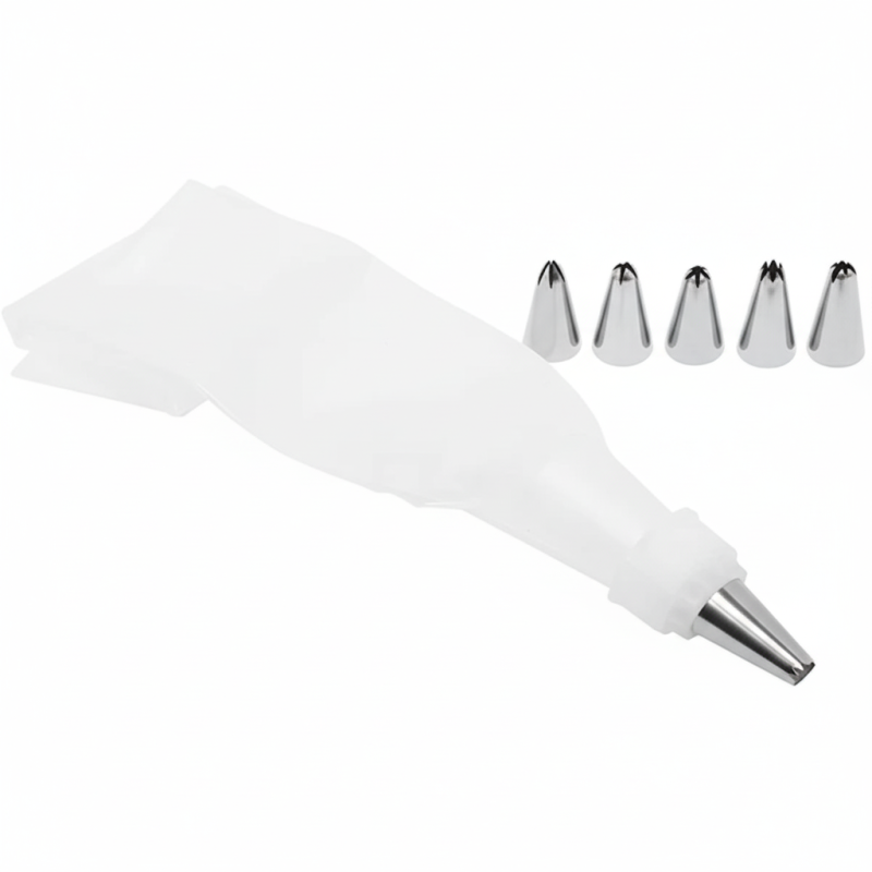 Icing Bag with Steel Nozzles — 5-Piece Cake Decorating Set