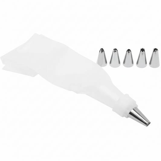 Icing Bag with Steel Nozzles — 5-Piece Cake Decorating Set