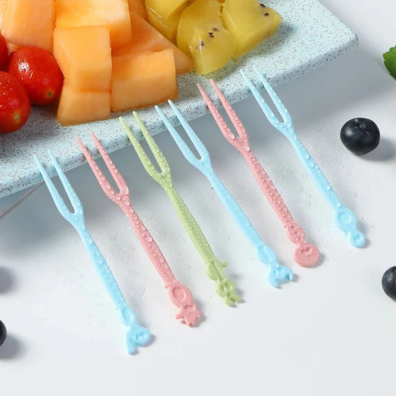 50 Pcs Fruit Forks Set with Box Reusable Mini Dessert & Snack Picks